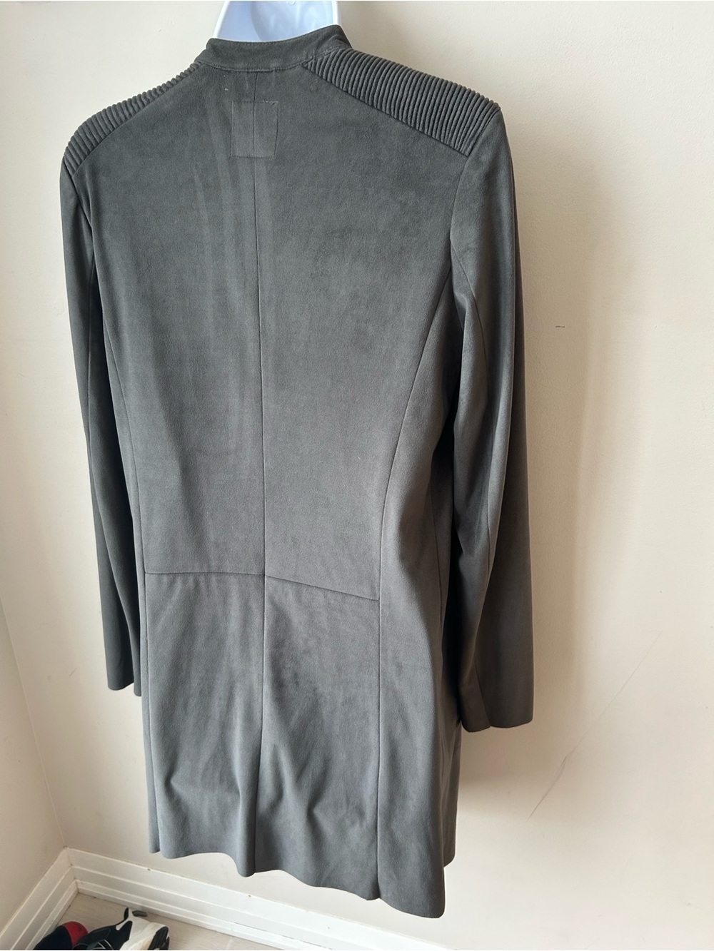 Sandwich Faux Microsuede Drape Jacket Gray Moto 90s Minimalism Quiet Luxury - Picture 8 of 15